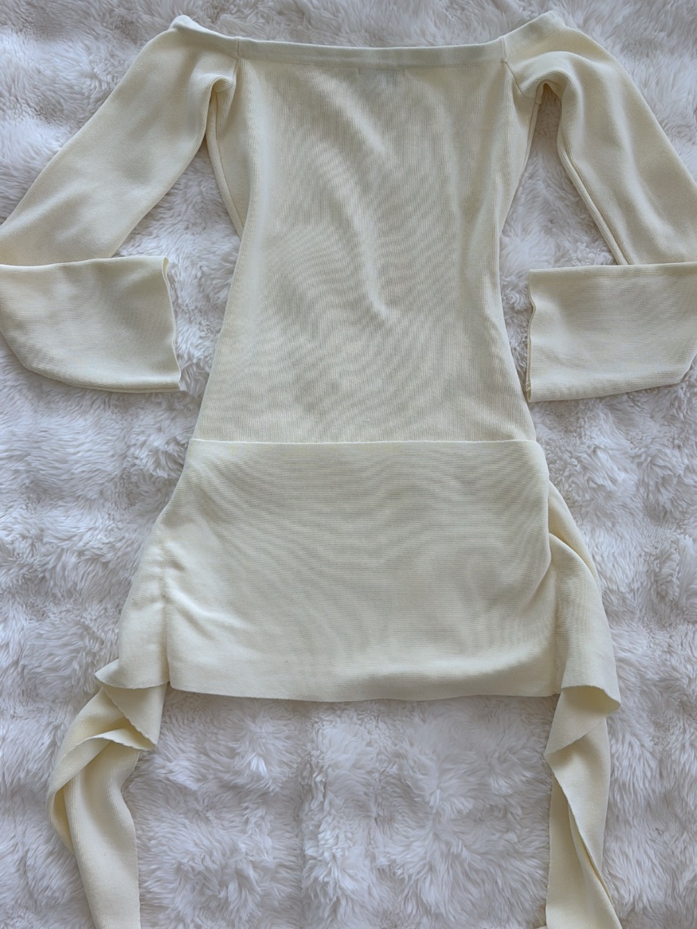 Tiger Mist Cypress Mini Dress Cream Off-Shoulder Tie Front Detail - Picture 8 of 8